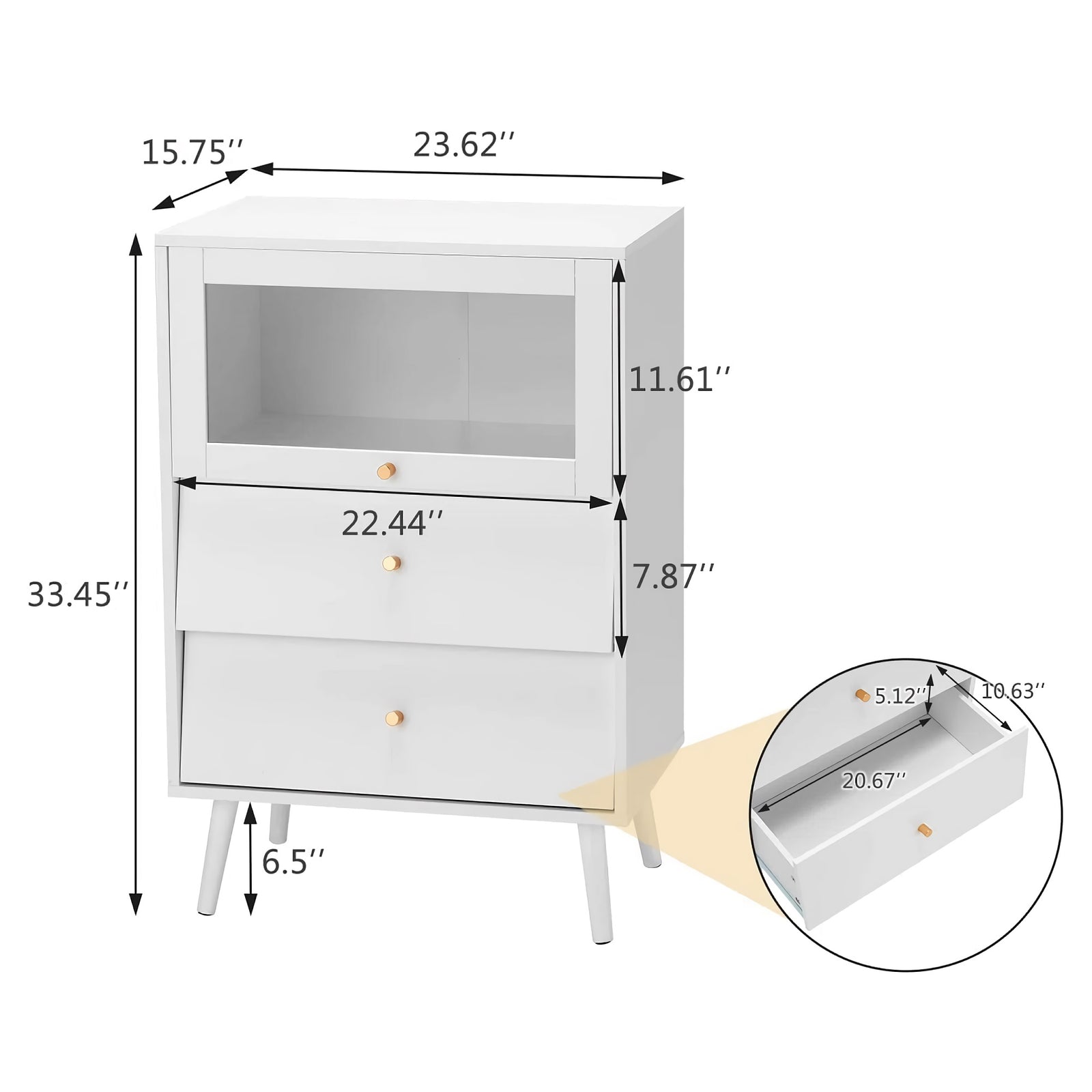 White Accent Cabinet Glass Door