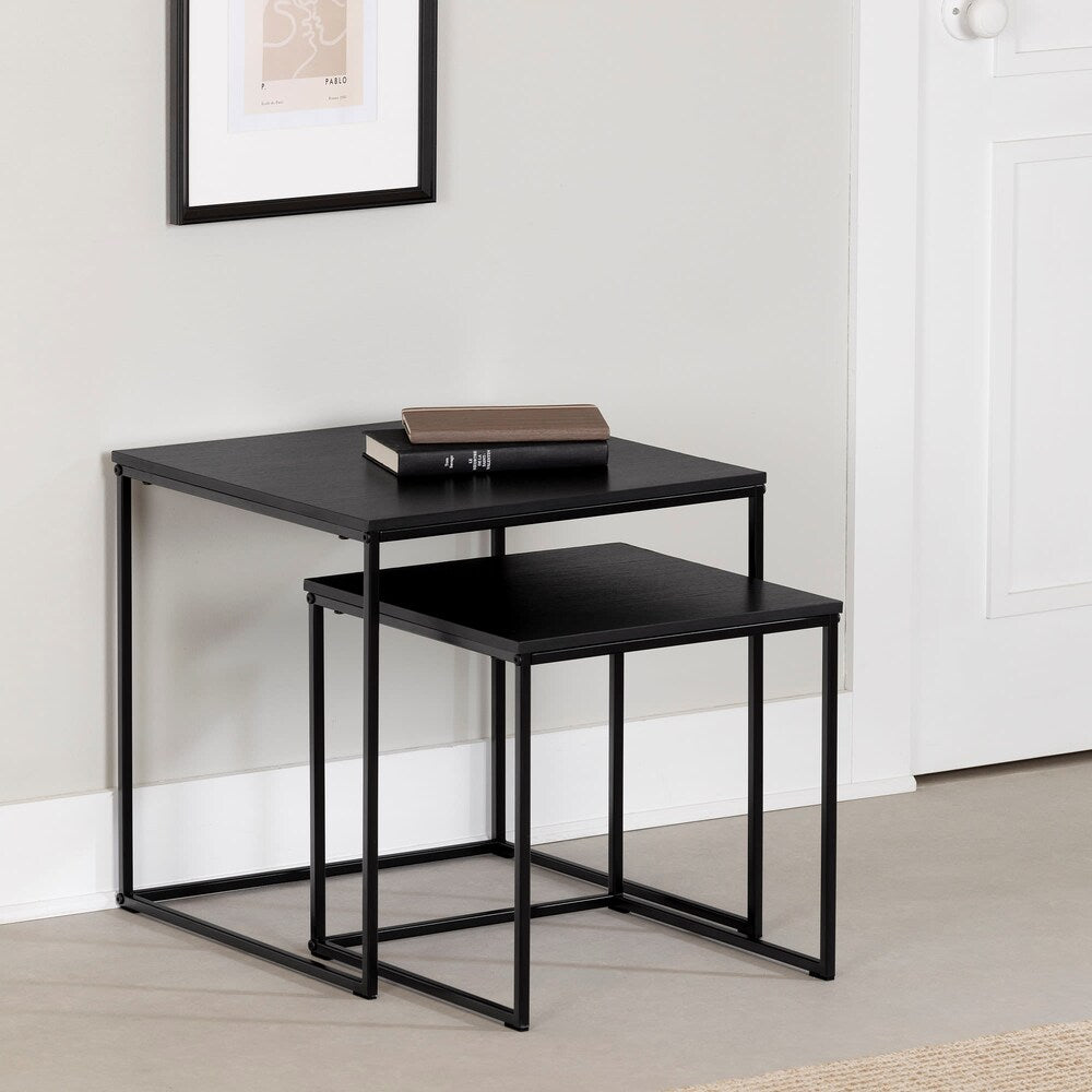 SET OF NESTING TABLES BLACK OAK