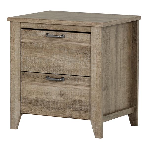 2-Drawer Weatherd Oak Nightstand