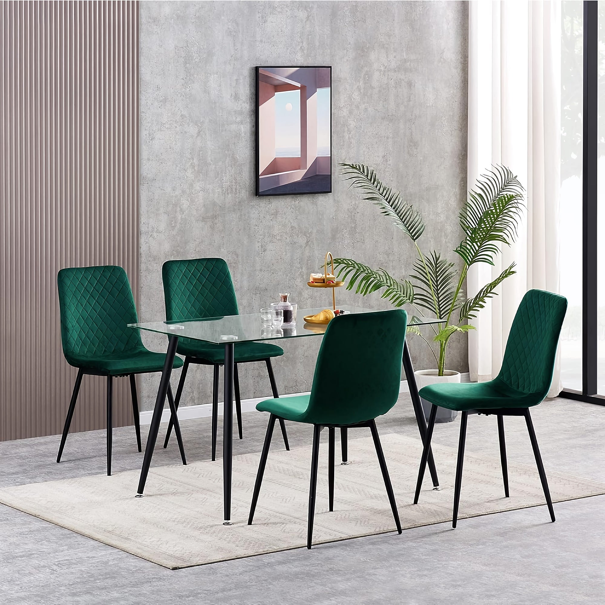 4 SET VELVET DINING CHAIRS SET