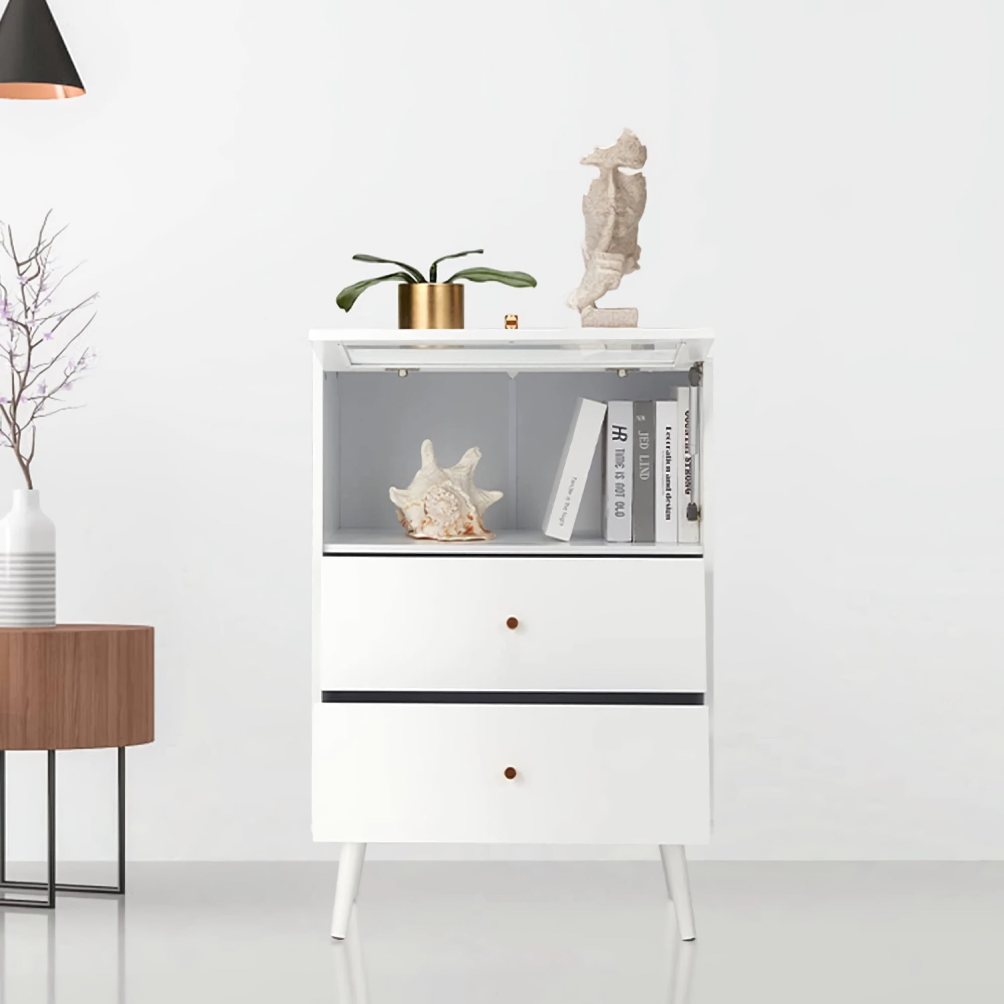 White Accent Cabinet Glass Door