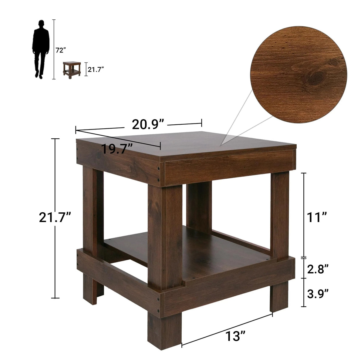 NIGHTSTAND WITH 2-TIER STORAGE