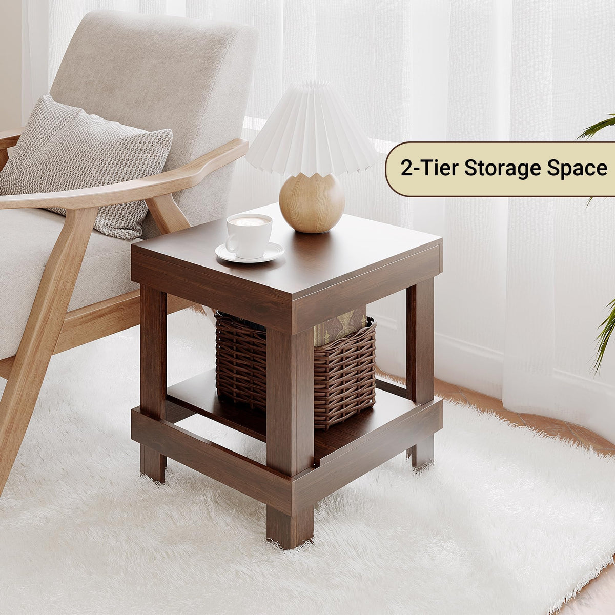 NIGHTSTAND WITH 2-TIER STORAGE