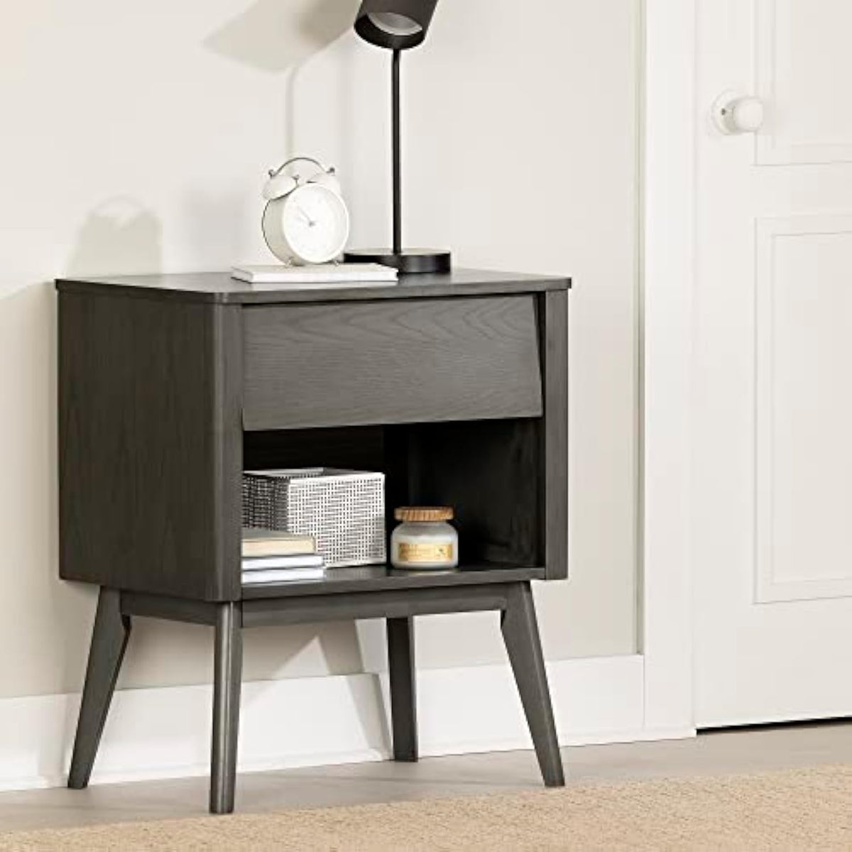 1-Drawer Wood Veneer Nightstand